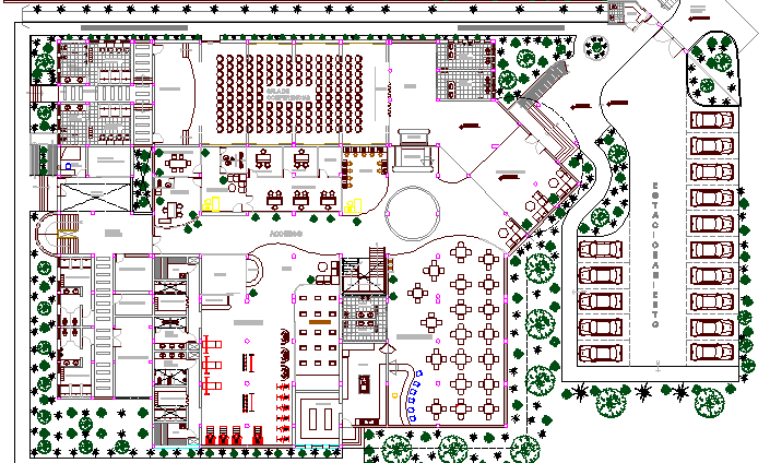 Hotel Architecture Layout and Structure Details dwg file