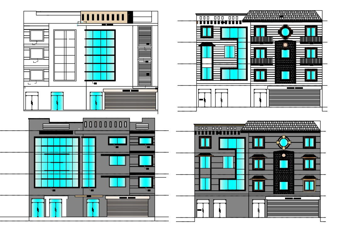 Hotel Building Elevation AutoCAD File