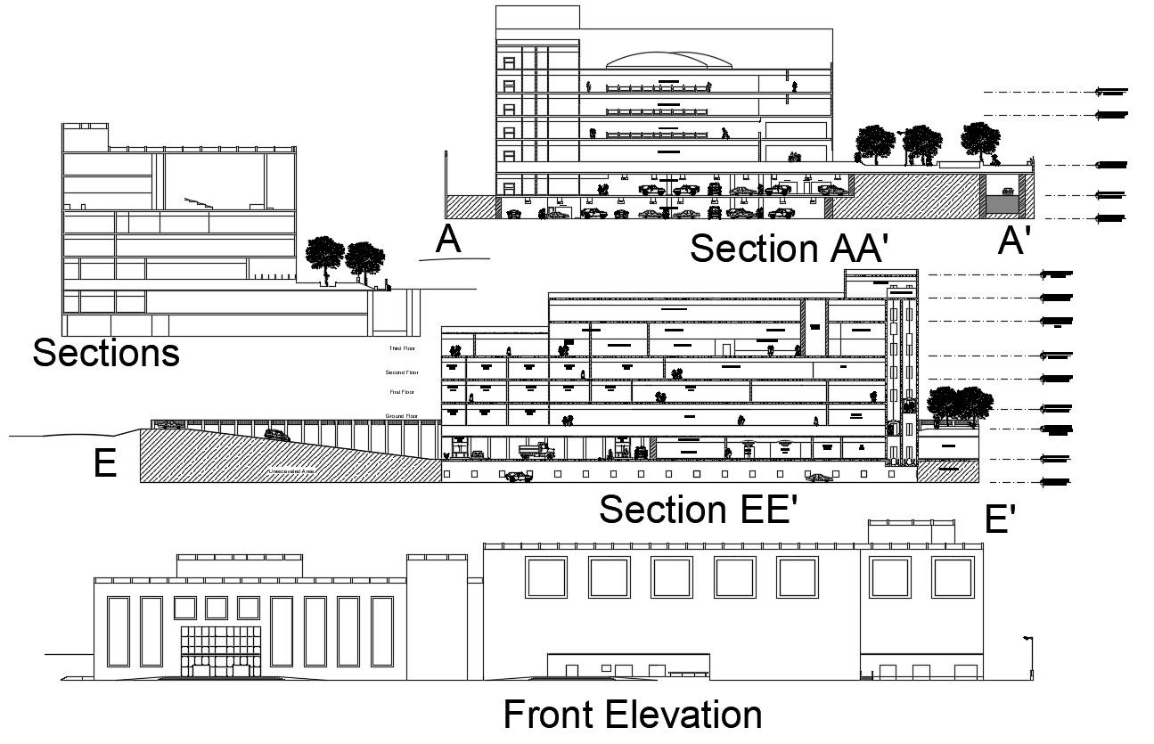 Hotel Building Plan And Design DWG File