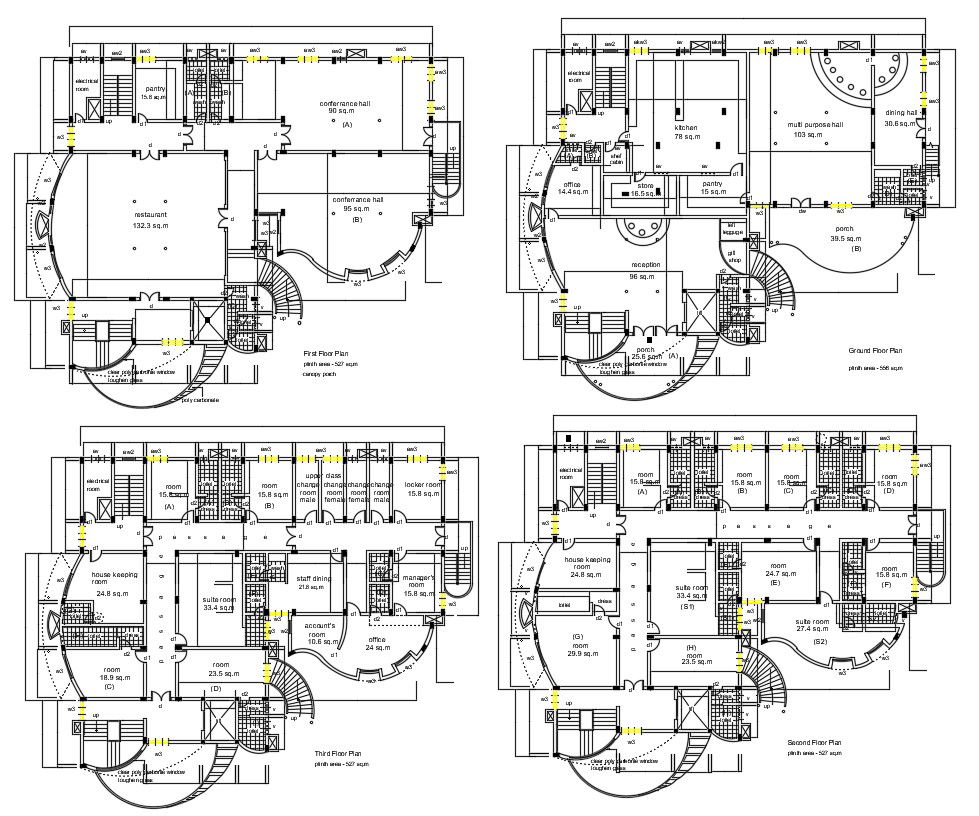 Hotel Building Plans And Designs CAD File