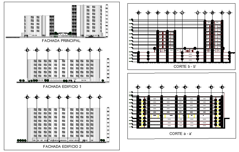 Hotel Design and Elevation Plan dwg file