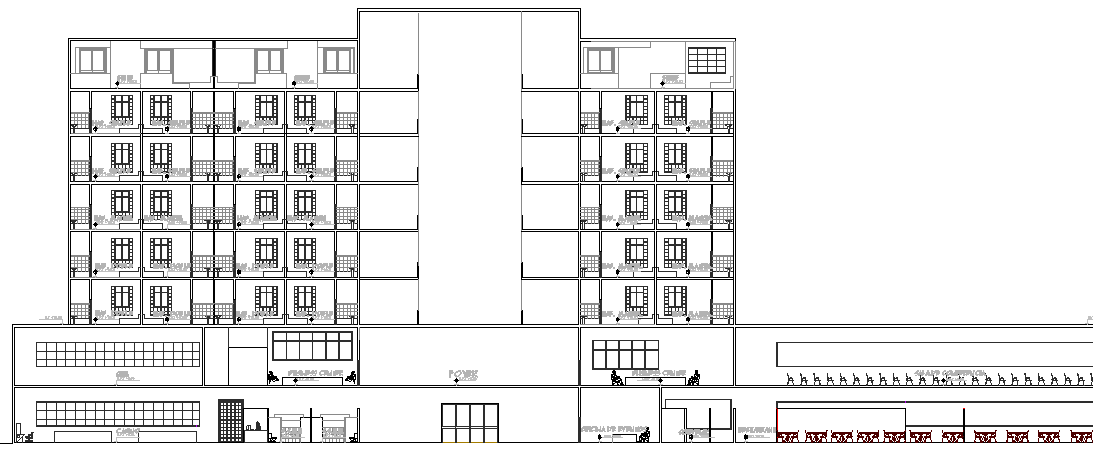 Hotel Design and Elevation Plan dwg file