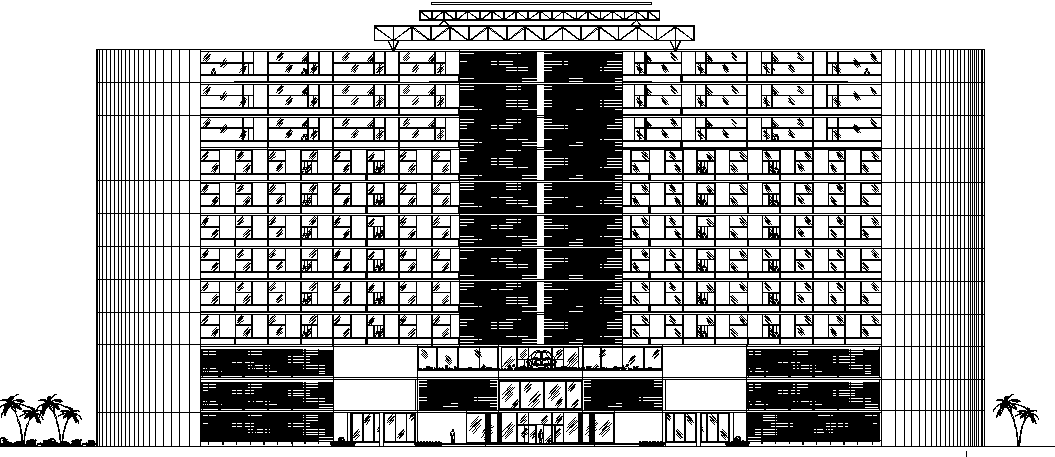 Hotel Design and Elevation Plan dwg file