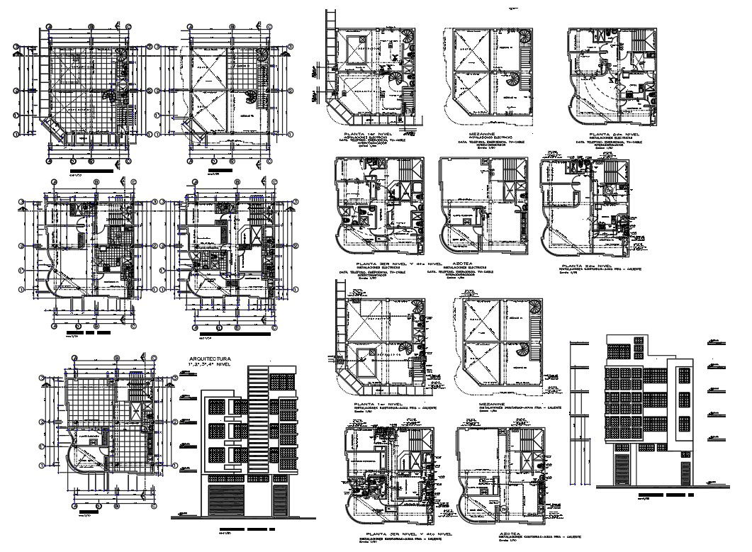 Hotel Elevation with Plan for Auto CAD File
