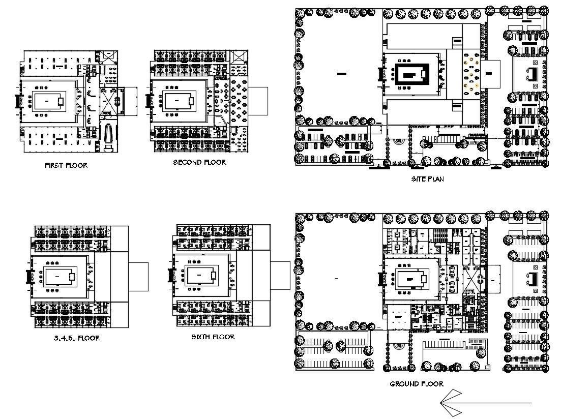 Hotel Floor Plan with Dimensions CAD File