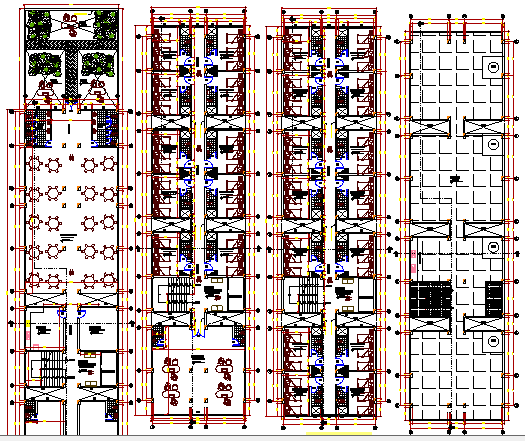 Hotel Restaurant With Garden Structure Details dwg file