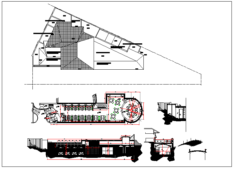 Hotel Restaurant plan layout view detail dwg file