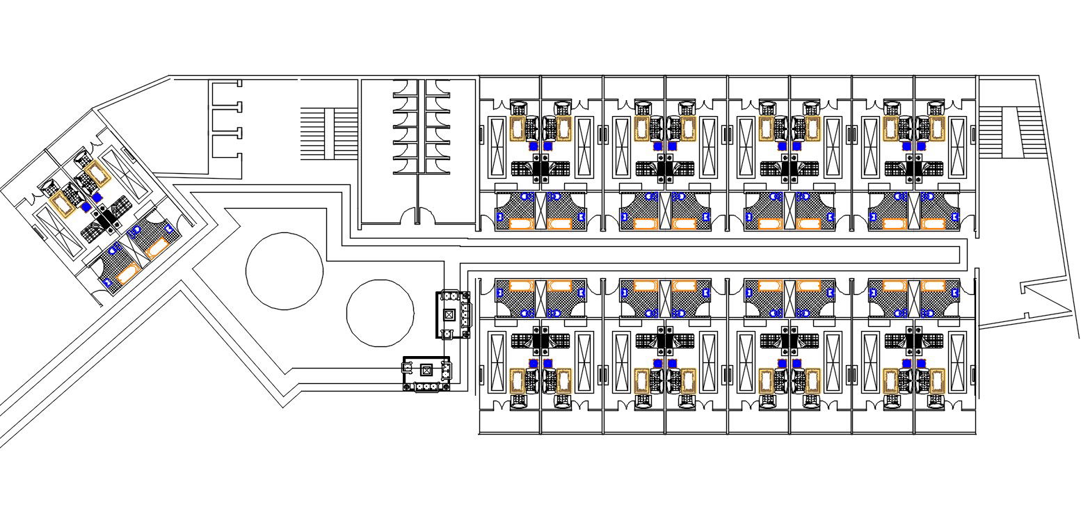 Hotel Single Bedroom Floor Plan Architecture CAD Drawing