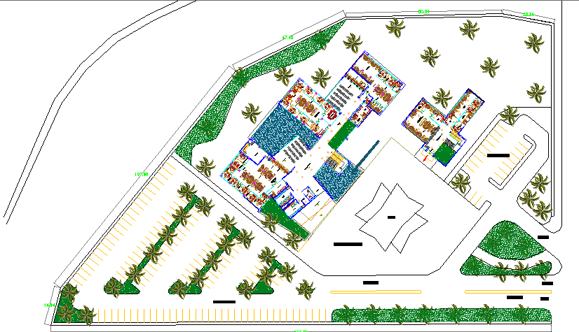 Hotel and resort architectural layout plan dwg file