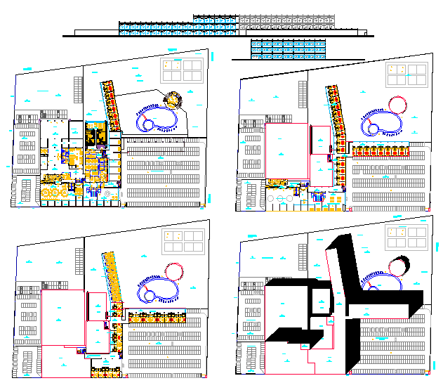 Hotel building plan design view in detail with dwg file