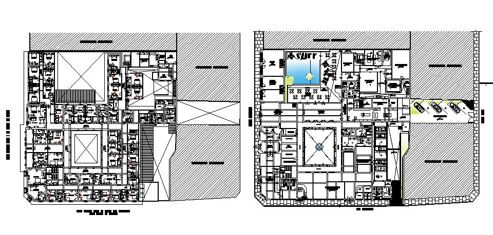 Hotel building layout In DWG File