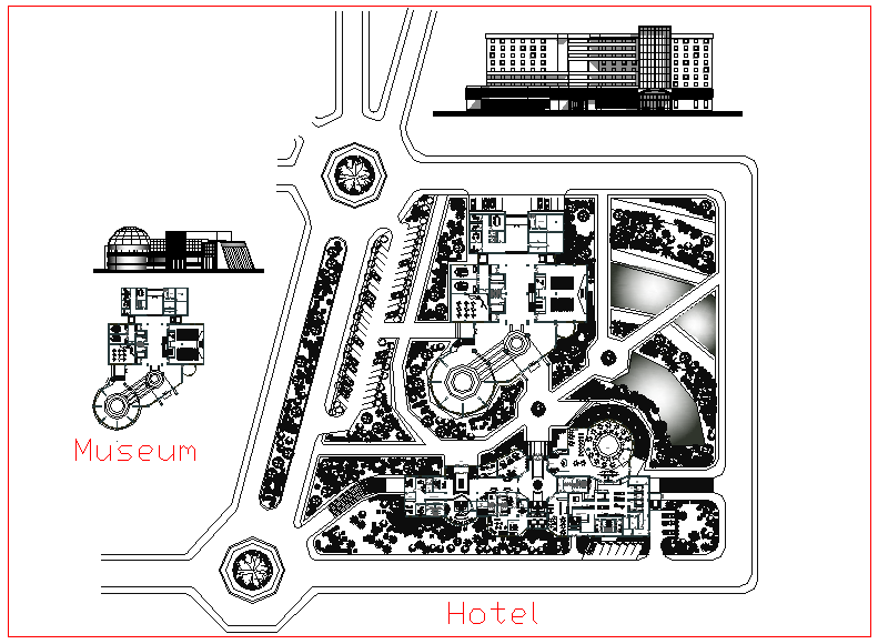 Hotel design view with museum