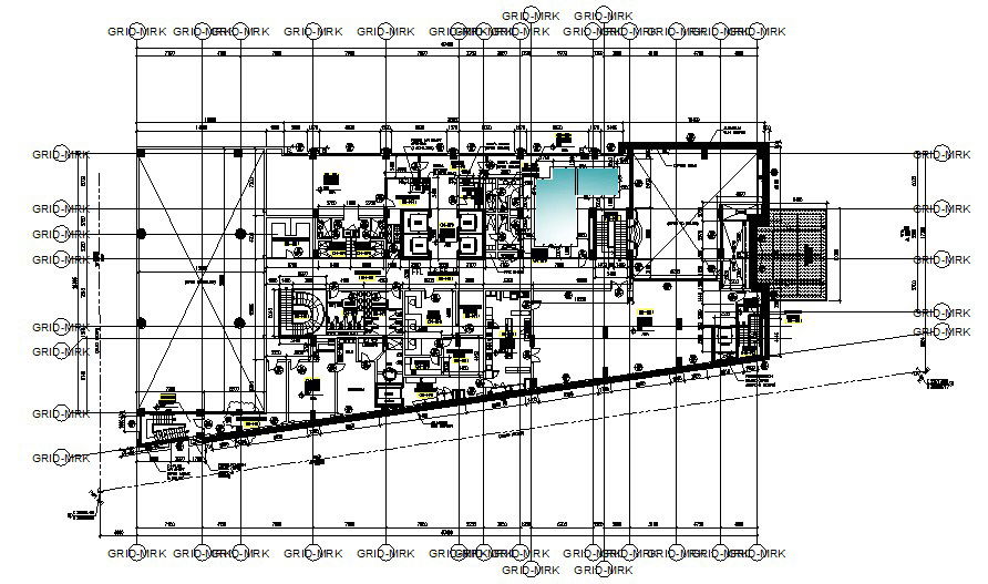 Hotel first-floor plan 17.400mtr x 28.195mtr with detail dimension in dwg file