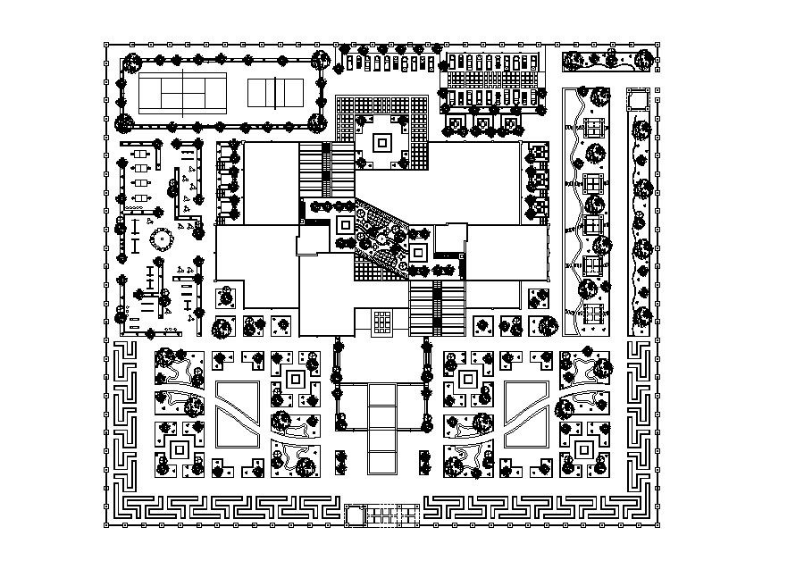 Hotel floor distribution plan cad drawing details dwg file