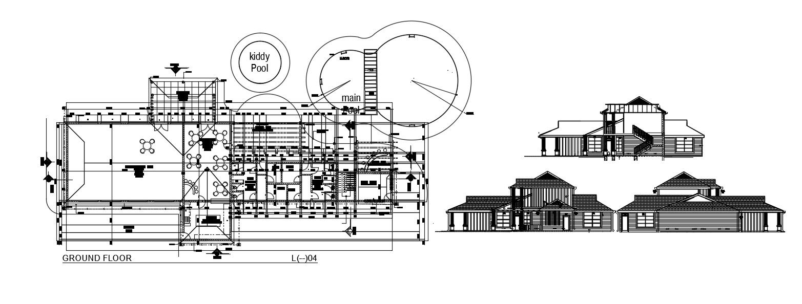 Hotel plan with Dimension, Elevation And Working in AutoCAD File