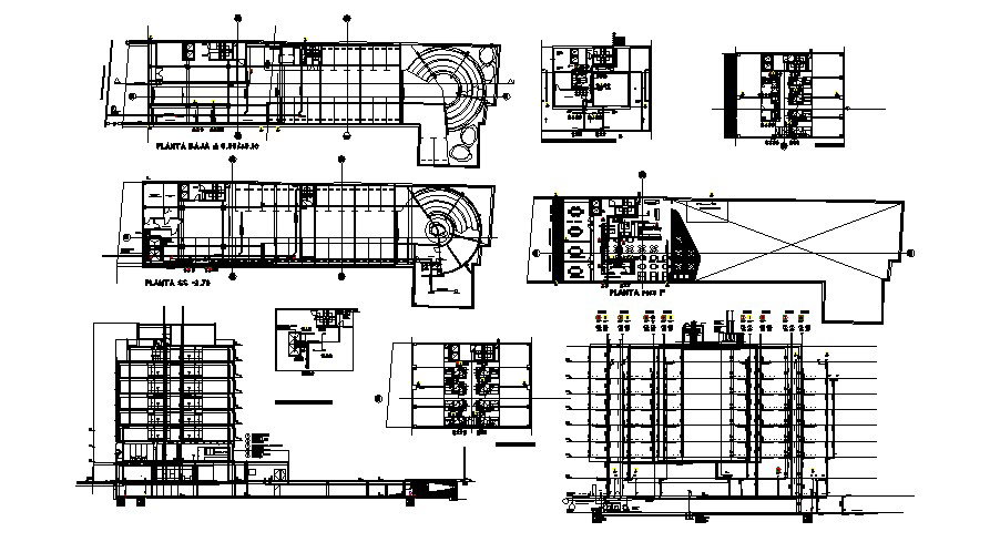 Hotel plan with elevation in autocad file