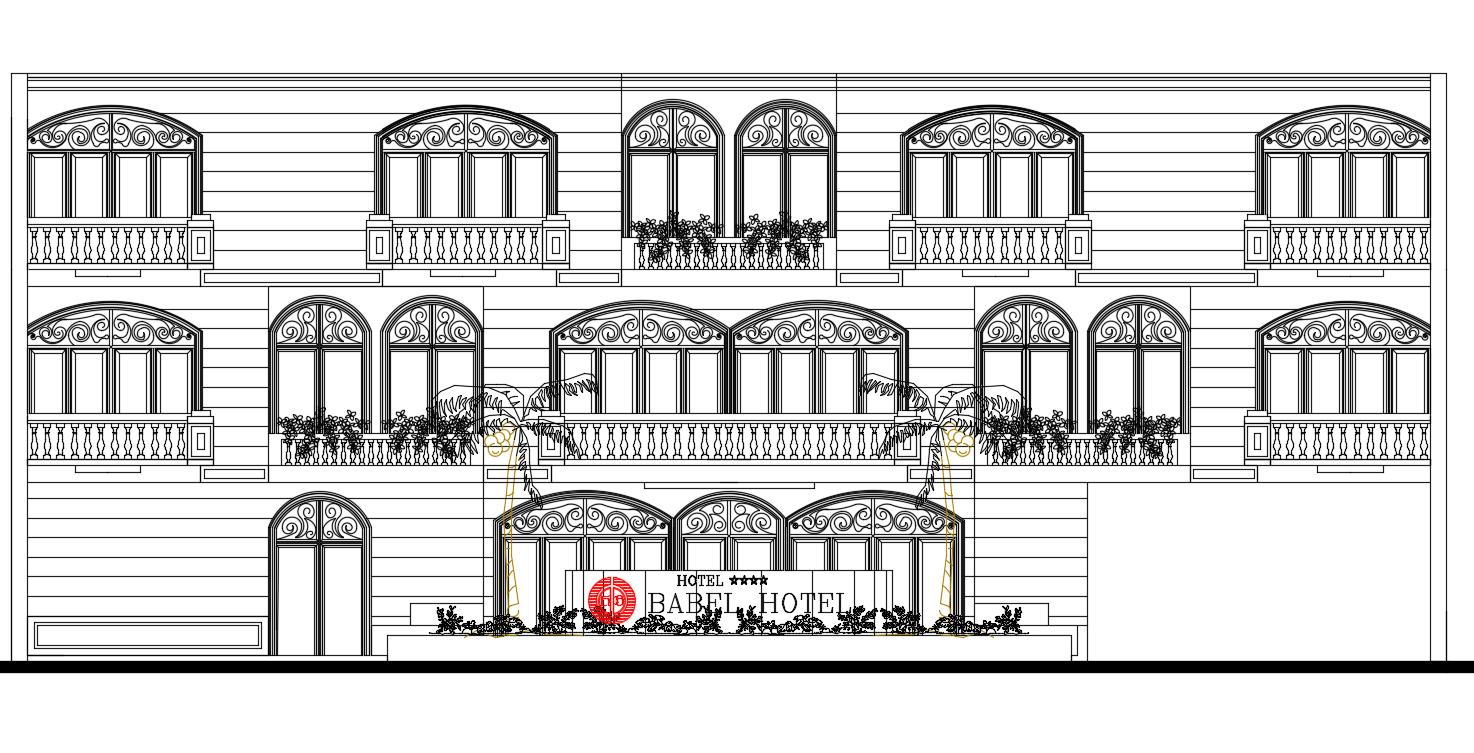 Hotel Architecture Elevation Design Download AutoCAD DWG File