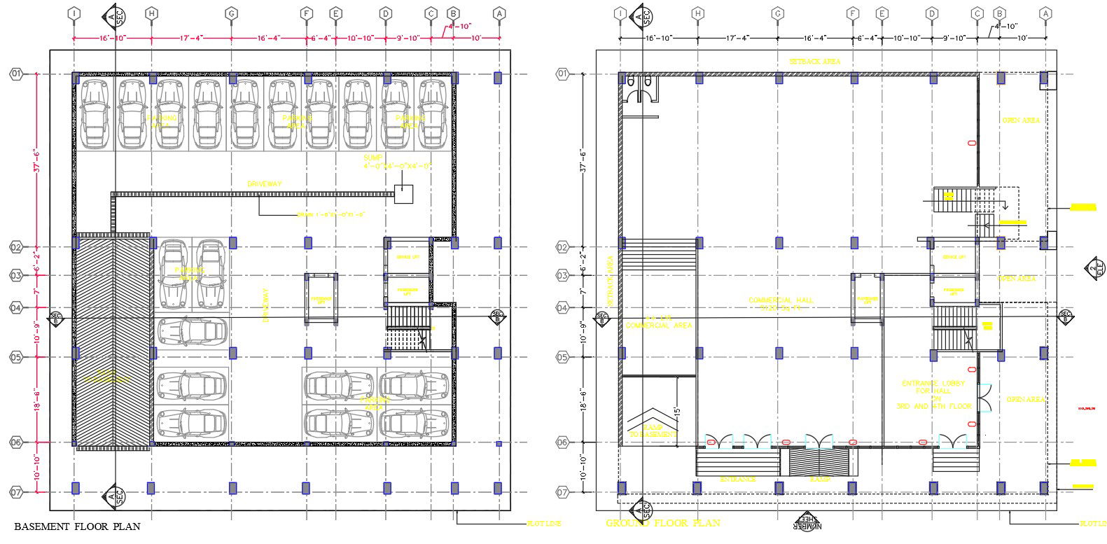 Hotel Basement And Ground Floor Plan AutoCAD Drawing Download DWG File