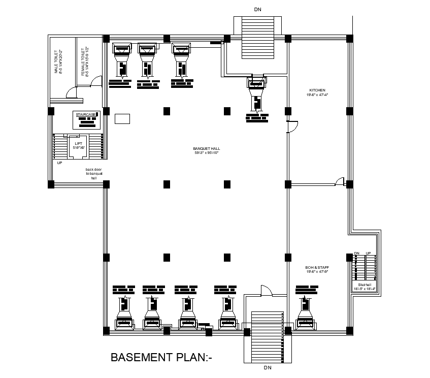 Hotel Basement Floor Plan AutoCAD Drawing DWG File