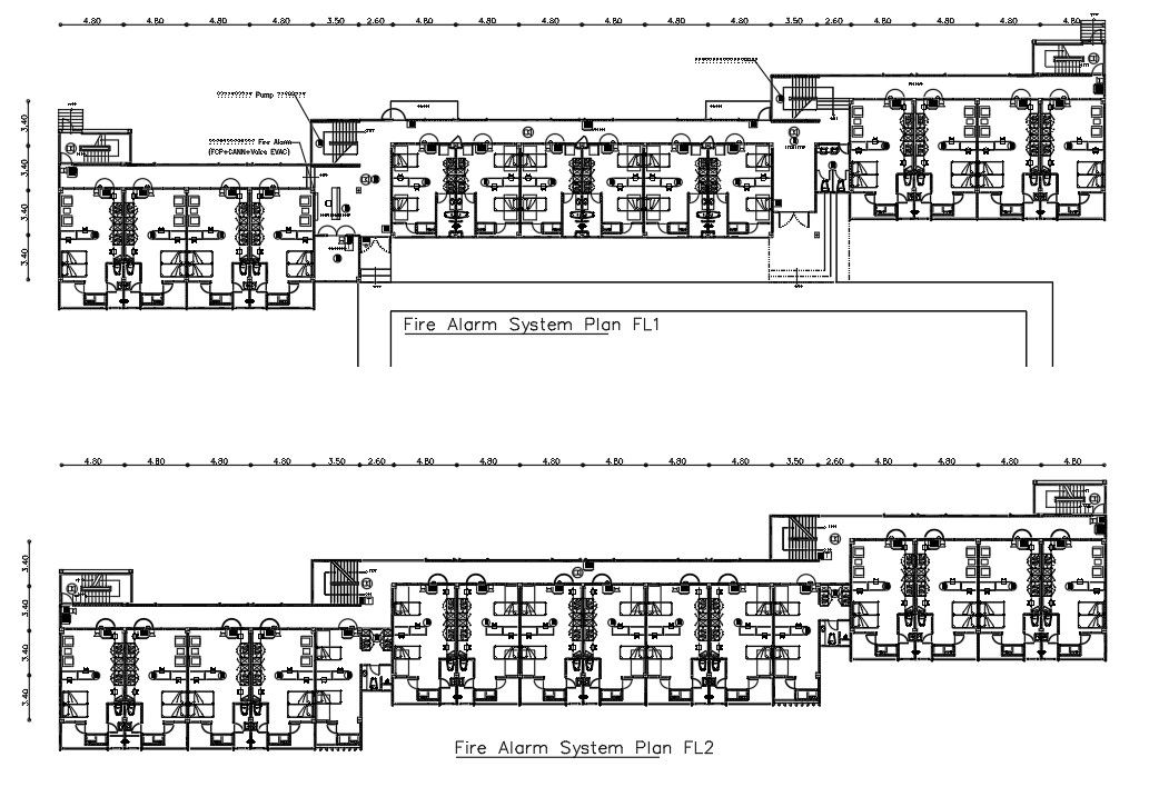 Hotel Bedroom Fire Alarm System Plan CAD Drawing DWG File