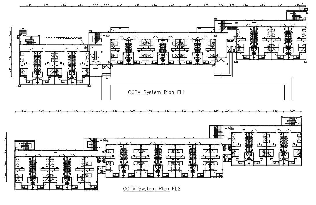 Hotel Bedroom Floor Plan With CCTV System Drawing DWG File