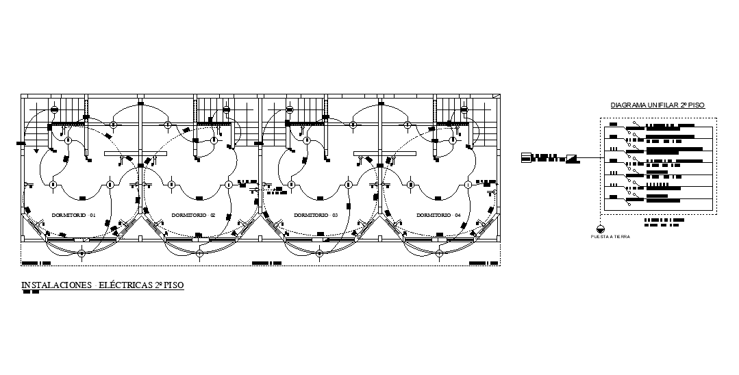 Hotel Bedrooms First Floor Plan With Electrical CAD Drawing DWG File