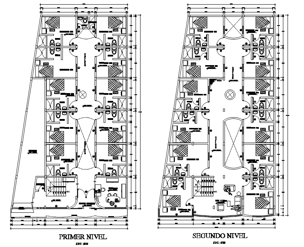 Hotel Bedrooms Floor Plan AutoCAD Drawing Download DWG File