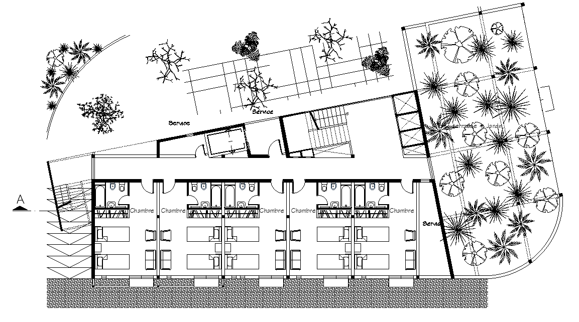 Hotel Bedrooms Floor Plan With Furniture Design AutoCAD File
