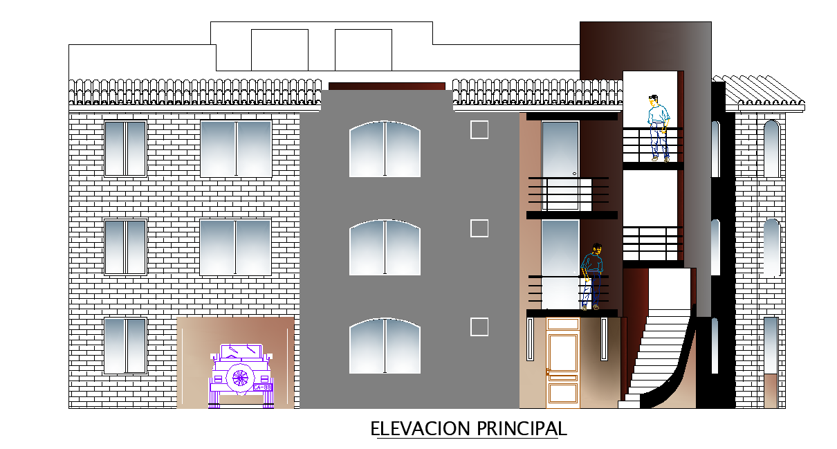 Hotel Building Architecture Elevation Design Download AutoCAD File