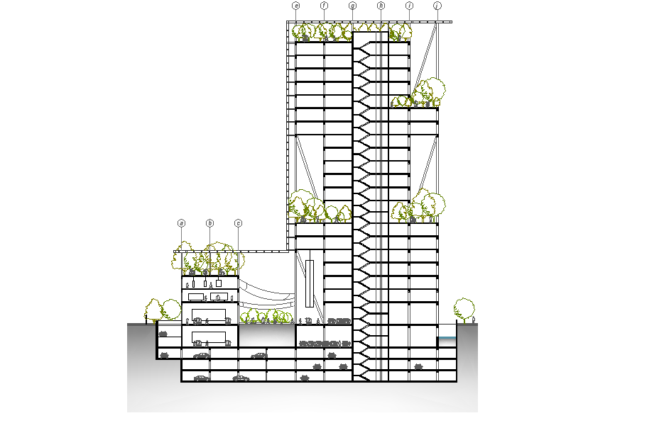 Hotel Building CAD Section Drawing Download DWG File