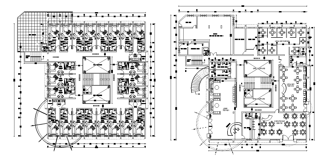 Hotel Building Floor Plat plan AutoCAD Drawing Download DWG File