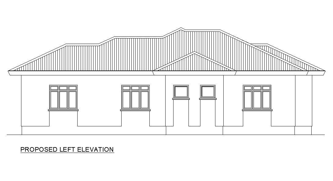 Hotel Building Left Elevation CAD Drawing Download DWG File