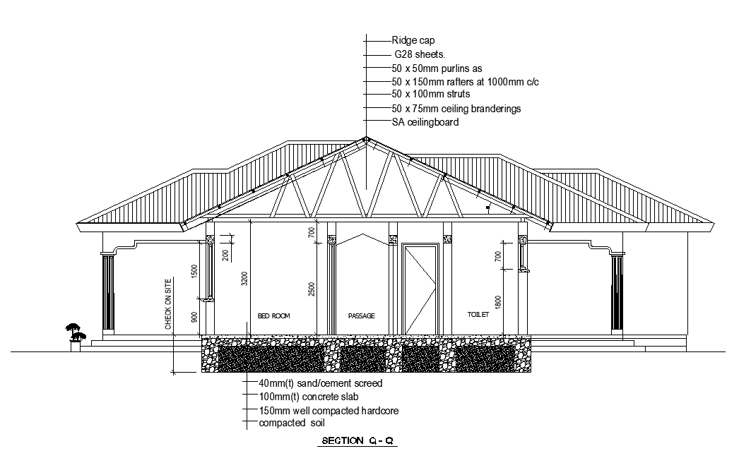 Hotel Building Section drawing Download DWG File