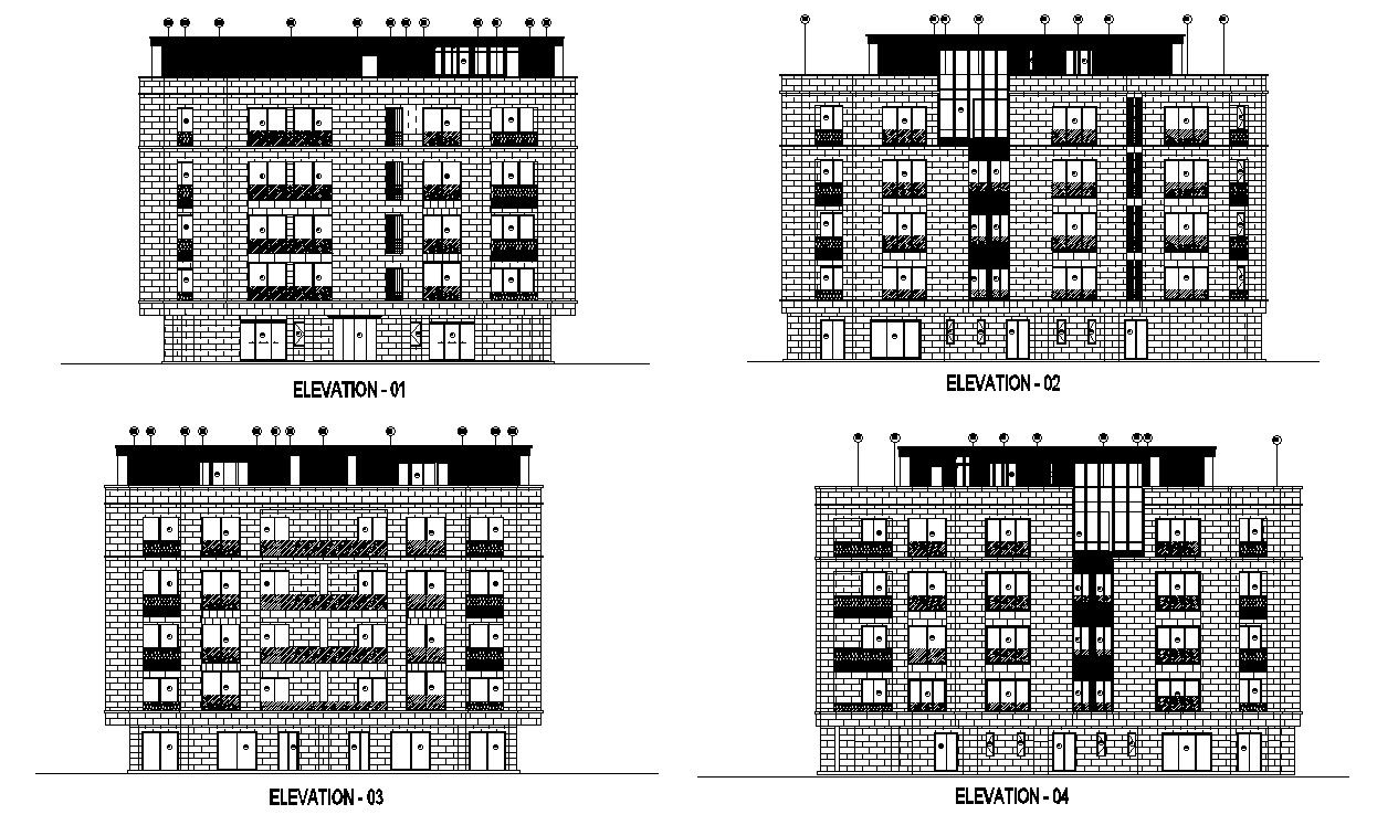 2D Hotel Design and Elevation Plan in AutoCAD DWG Format