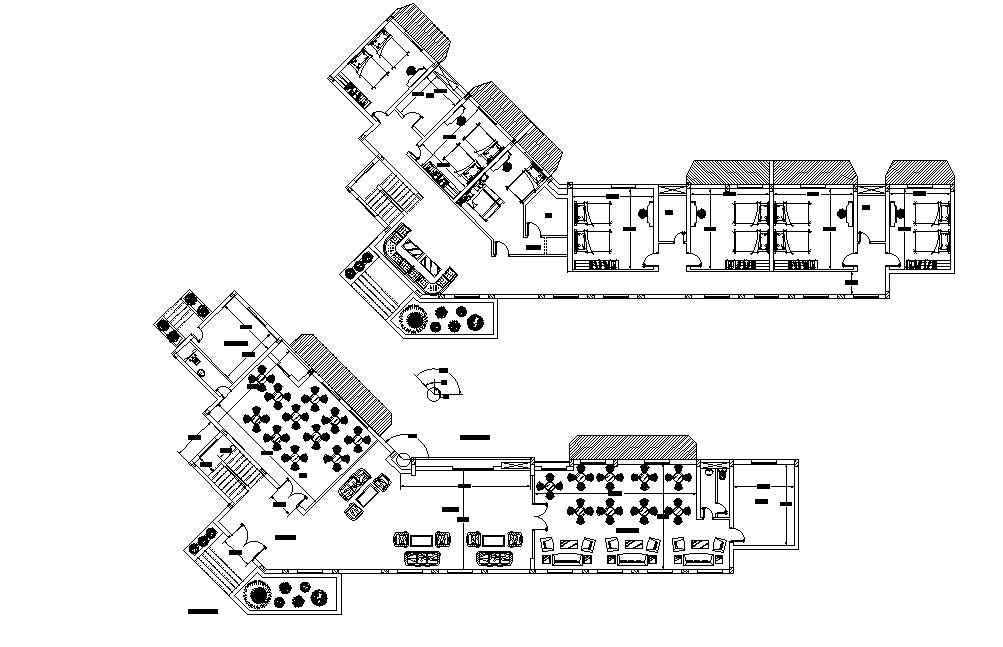 Hotel Floor Plan With Furniture Layout CAD Drawing DWG File