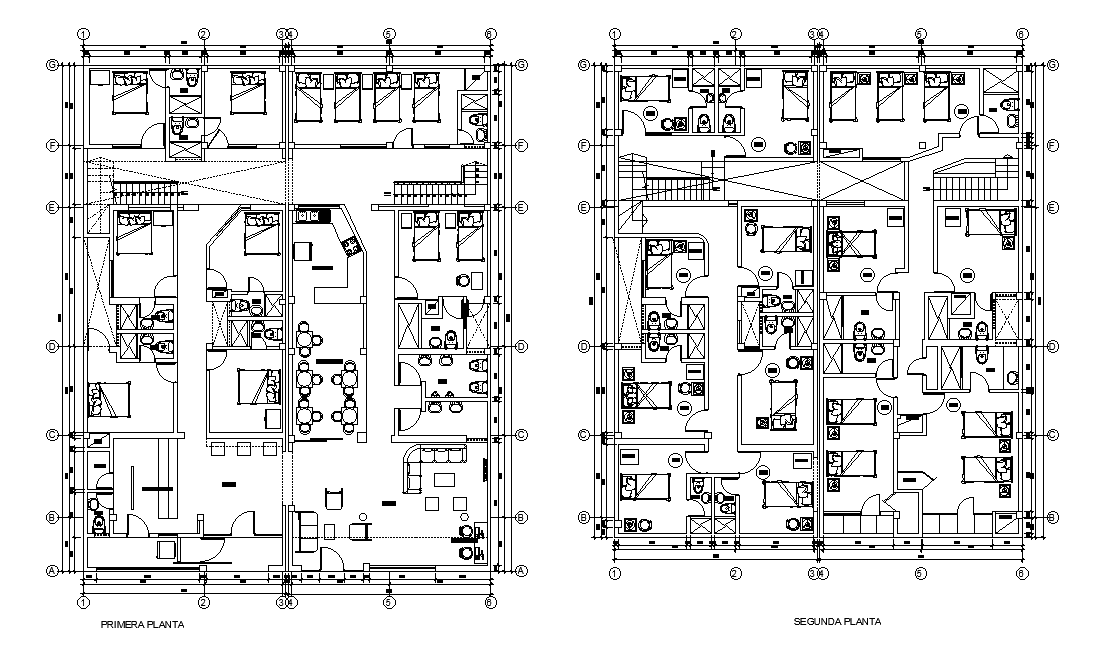 Hotel Ground And First Floor Layout CAD Drawing DWG File