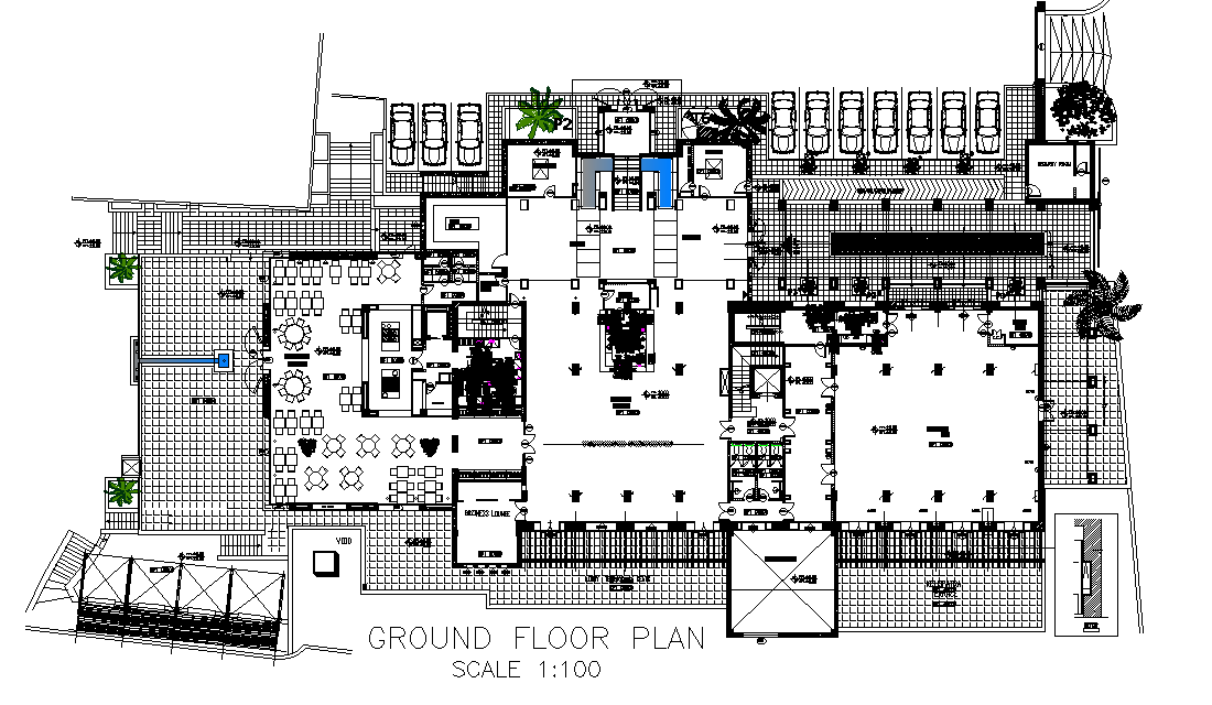 Hotel Ground Floor Layout CAD Drawing Download DWG File
