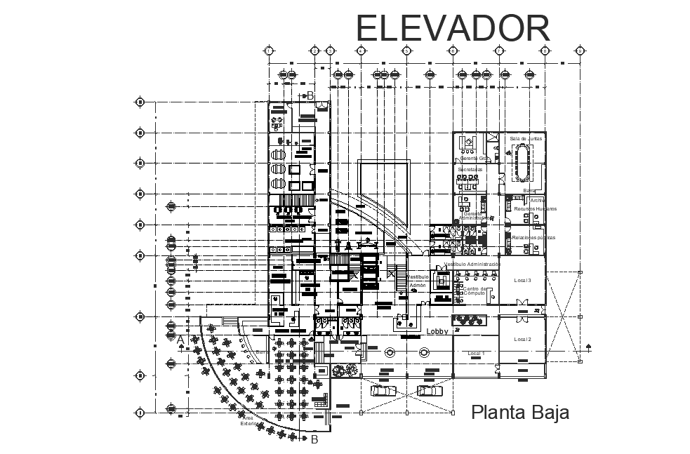 Hotel Ground Floor Plan With Furniture Layout CAD Drawing DWG File