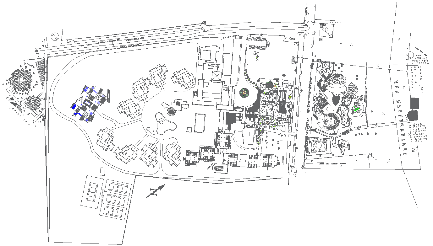 Hotel Layout Plan Design With Garden And Play Area Plan AutoCAD DWG 