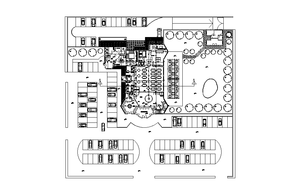 Hotel Restaurant And Bar Ground Floor Plan CAD Drawing DWG File