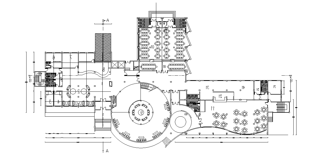 Hotel Restaurant Floor Layout Plan AutoCAD Drawing DWG File