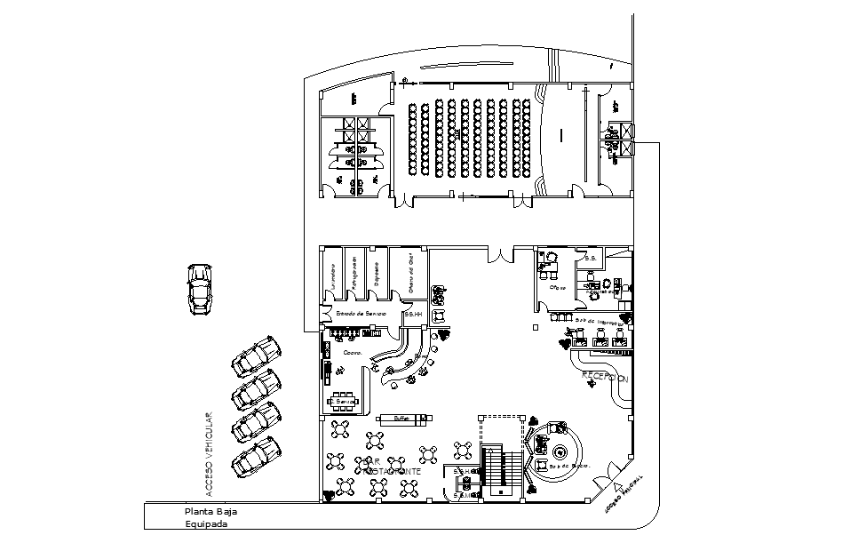Hotel Restaurant With Furniture Layout Plan CAD Drawing DWG File