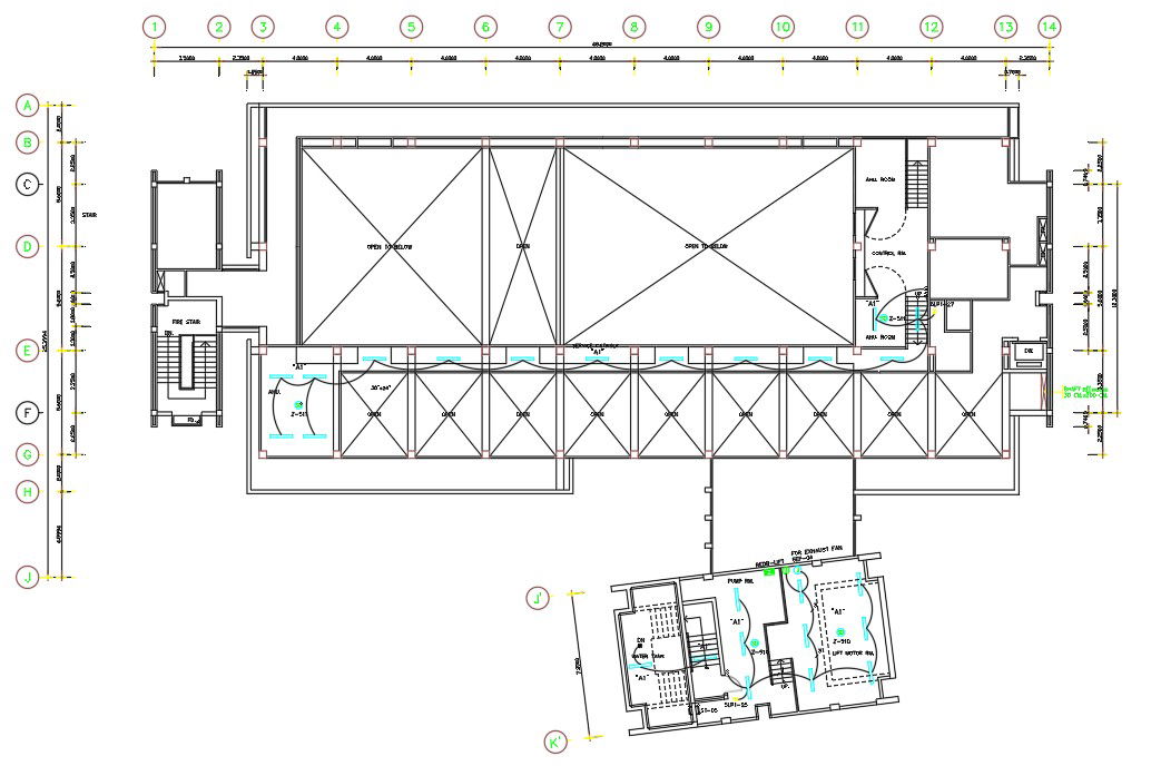 Hospital Roof Plan CAD Drawing Download DWG File