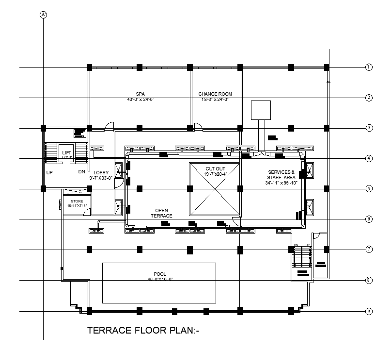 Hotel Terrace Floor Plan AutoCAD Drawing Download DWG File