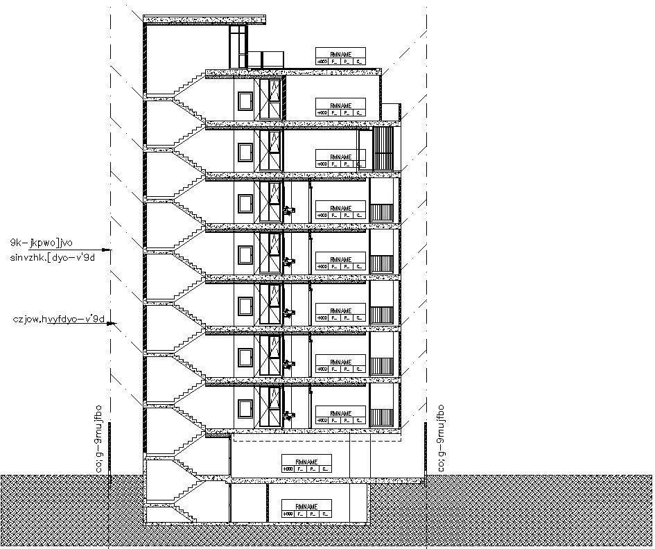 Hotel building section details in AutoCAD, dwg file.