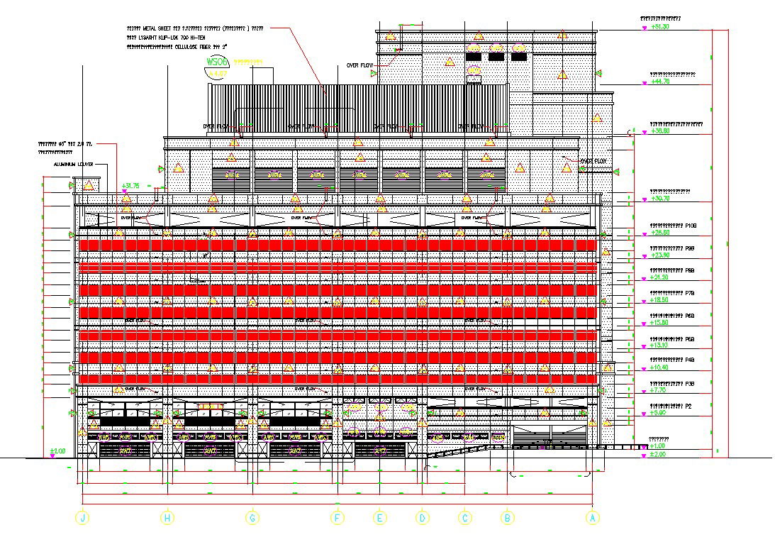Hotel building side view section details are given in this AutoCAD DWG Drawing. Download the AutoCAD file now.