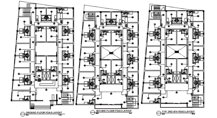 Hotel floor plan drawing specified in this AutoCAD file. Download this 2d AutoCAD drawing file.