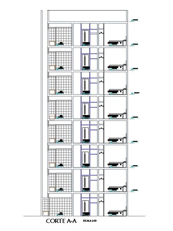 Hotel interior section detail specified in this AutoCAD drawing file | Download 2d AutoCAD drawing file.