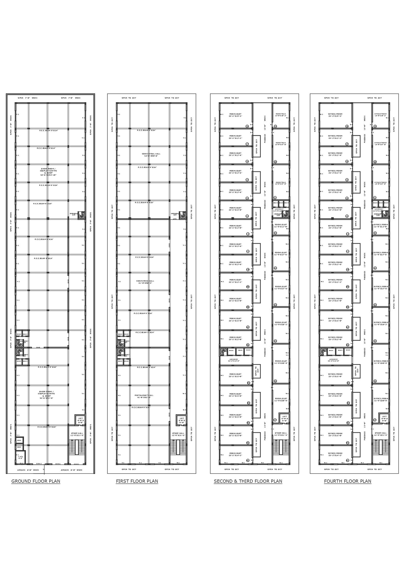 Hotel lobby plan design with room no and other details dwg autocad drawing.