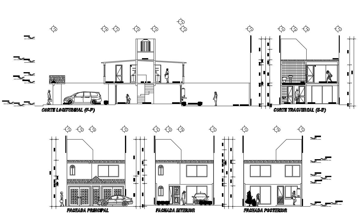 House 2d Plan Elevation Section